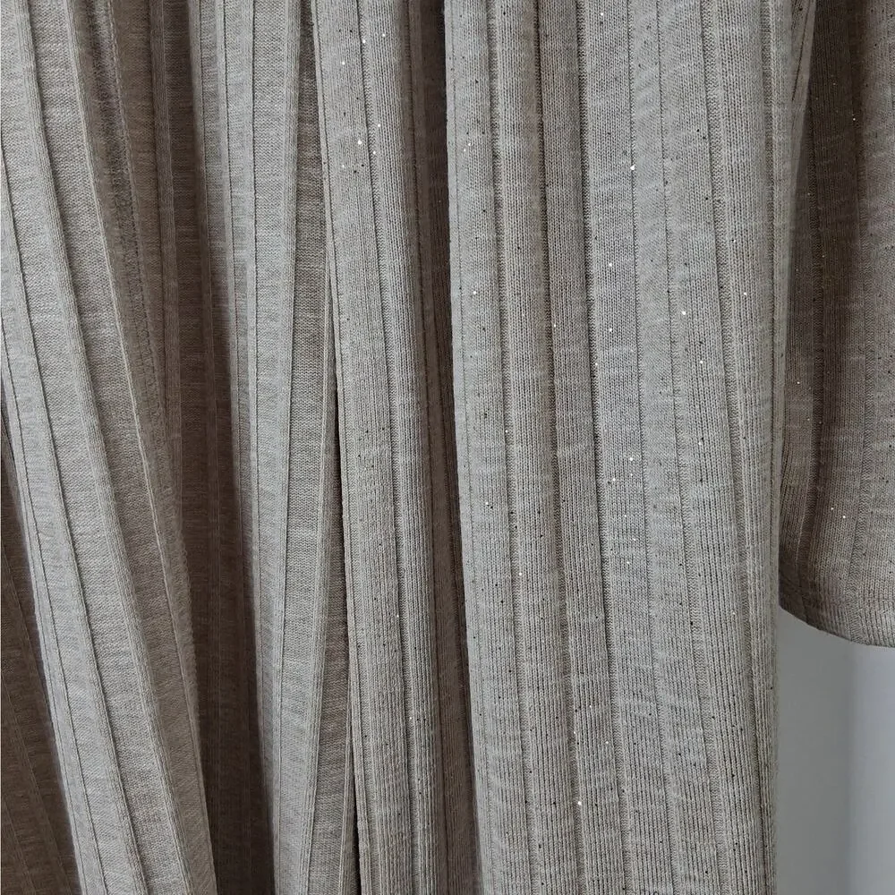 Lane Bryant Open Front Duster Cardigan Sweater Ribbed‎ Knit Women's 14/16 Beige